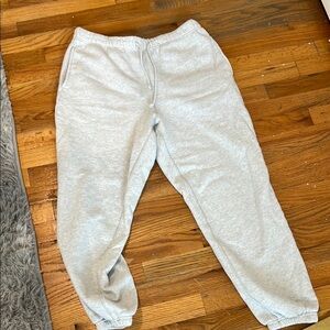 Heather Gray Relaxed Fit Sweatpants with Elastic Cuffs